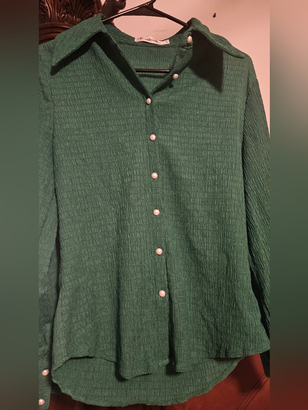 Green Textured Button-Up Shirt - Picture 2 of 5